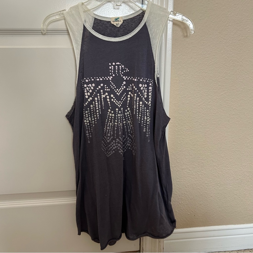 O’Neill Eagle Design Rough Hem Wide Arm Tank Top
